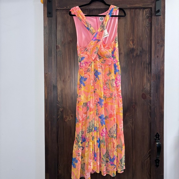 ANNE KLEIN Women's Floral-Print Crossover-Neck Midi Dress, Coral NWT - Picture 5 of 5